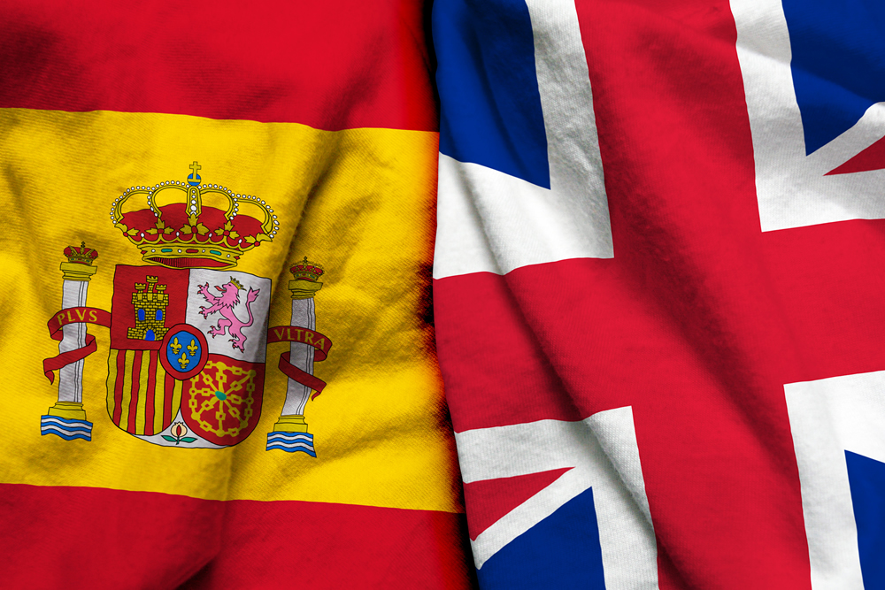 Spain and United Kingdom flags