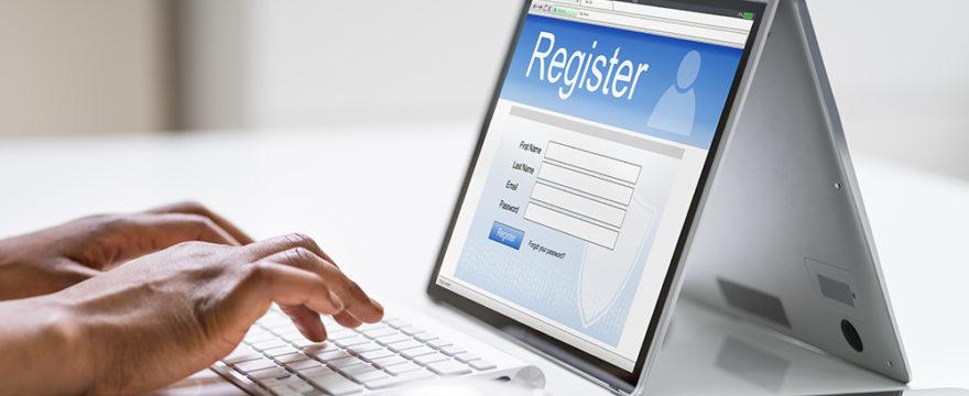 Online Web Registration Form On Website Using Laptop
